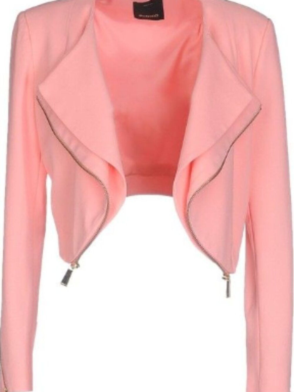 Pinko Blazer Crop Jacket Moto Asymmetric Cropped Long Sleeve Pink NWT Size 8